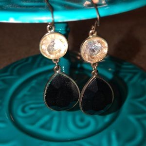 Black and crystal drop earrings